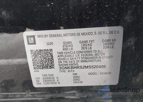 2021 Chevrolet Blazer Awd 2Lt from USA, damaged, VIN 3GNKBHRS2MS520406